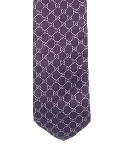 Pre-owned Gucci Men's Vintage Silk Tie In Purple