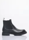 Gucci Round Toe Leather Chelsea Boots With Web In Black