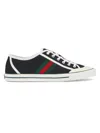 Gucci Men's Web Cotton Canvas Low-top Sneakers In Black