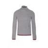 Gucci High Neck Turtleneck Sweater With Ribbed Trim In Gray
