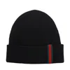 Gucci L Beanie Hat With Web Detail In Black