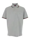 Gucci Grey Polo Shirt With Web Details And Logo Lettering On The Front In Wool Blend Man In Gray