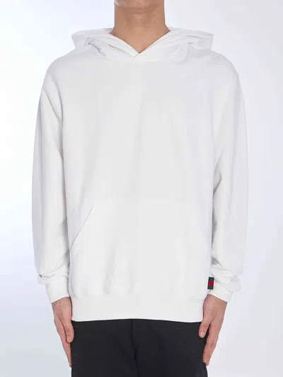 Gucci Men Web Hoodie In White