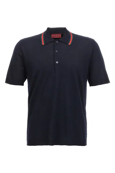 GUCCI GUCCI MEN WEB RIBBON POLO SHIRT