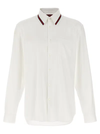 Gucci Men Web Ribbon Shirt In White