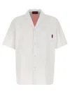 Gucci White Bowling Shirt With Web Detail On The Front And Maxi Web Print With Logo Lettering On The In White