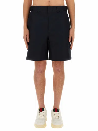 Gucci Men Web Ribbon Shorts In Blue