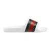 Gucci Web Rubber Slide Sandal In White