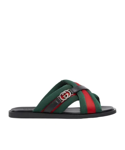 Gucci Men's Web Sandal With Interlocking G