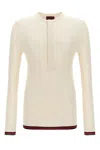 Gucci White Long Sleeved Top In Rib Silk Man In White