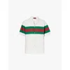 Gucci Gg Cotton Shirt With Web In White Green Mc