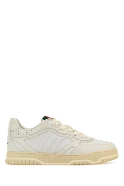 GUCCI GUCCI MEN WHITE LEATHER RE-WEB SNEAKERS