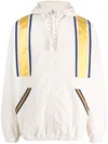 GUCCI MEN'S WHITE LOGO-EMBROIDERED HOODED JACKET WITH STRIPE DETAILING