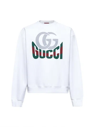 Gucci Men White Printed Jersey Sweatshirt