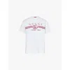 Gucci Mens White Red Brand-print Crew-neck Relaxed-fit Cotton-jersey T-shirt