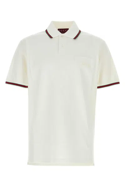 Gucci Cotton Polo Shirt Featuring Web Detail In Gray