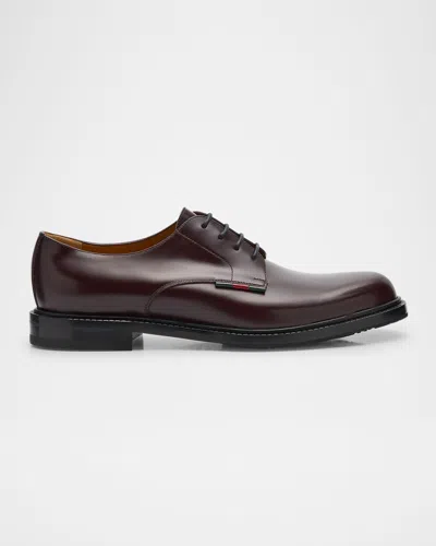 Gucci Men's William Leather Derby Shoes In Red Amaran