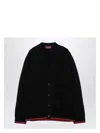 Gucci Knitted Wool Cardigan With Web Pattern In Black
