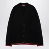 Gucci Knitted Wool Cardigan With Web Pattern In Black