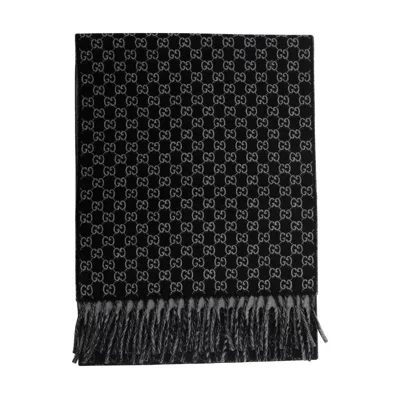 Gucci Men Wool And Cashmere Scarf Gg In Brown