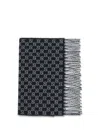 Gucci Men Wool And Cashmere Scarf With A Gradient Gg Motif In Black