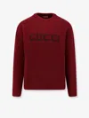 Gucci Bordeaux Crewneck Sweater With Logo Lettering Embroidery On The Front In Wool Man In Multi