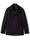 Gucci Men Wool And Leather Peacoat In Black