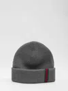 Gucci Men Wool Beanie With Web Detail In Gray