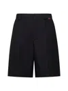Gucci Black Wool-blend Bermuda Shorts With Web Detail In Black