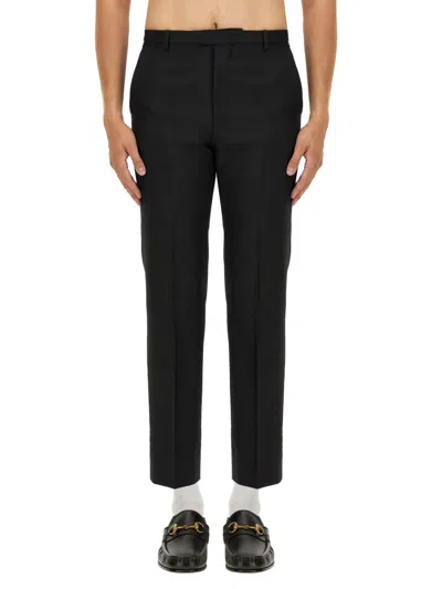 Gucci Men Wool Blend Twill Pants In Black