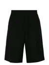 Gucci Black Wool-blend Bermuda Shorts With Web Detail