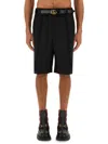 Gucci Black Bermuda Shorts With Web Detail In Wool Man In Black