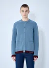 Gucci Men Wool Cardigan With Intarsia In Blue
