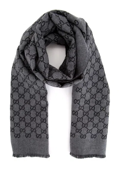 Gucci Men's Wool Foulard-style Scarf In Gray