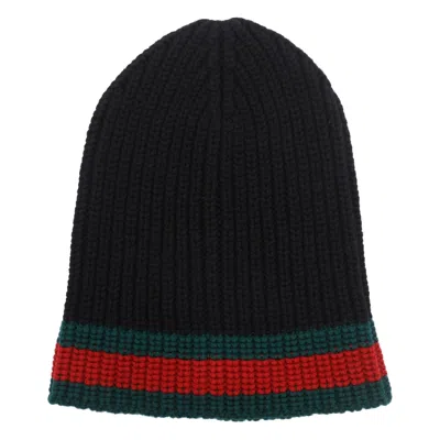 GUCCI GUCCI MEN WOOL HAT WITH WEB DETAIL