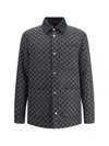 Gucci Collared Flannel Jacket Featuring Embroidered Pattern In Gray