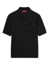 Gucci Fine Wool Knit Polo Top With Intarsia In Black