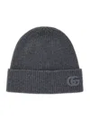 Gucci Dark Grey Cashmere Beanie Hat In Gray
