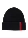 Gucci Men Web Detail Wool Beanie In Multi