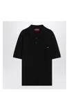Gucci Fine Wool Knit Polo Top With Intarsia In Black