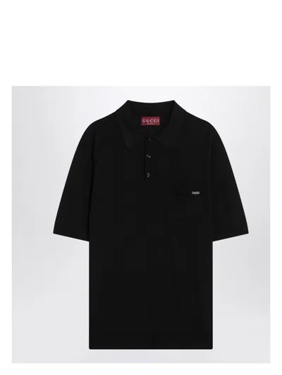 GUCCI MEN'S WOOL POLO WITH LOGO T-SHIRT