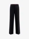 Gucci Signature Web Wool Straight-leg Pants In Black