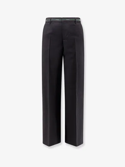 Gucci Logo-tape Wool Pants In Blue