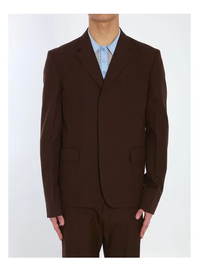 GUCCI MEN'S WOOL TWILL SINGLE-BREASTED JACKET