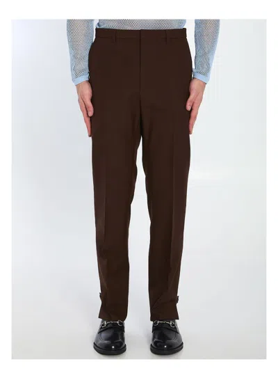 GUCCI MEN'S WOOL TWILL TROUSERS