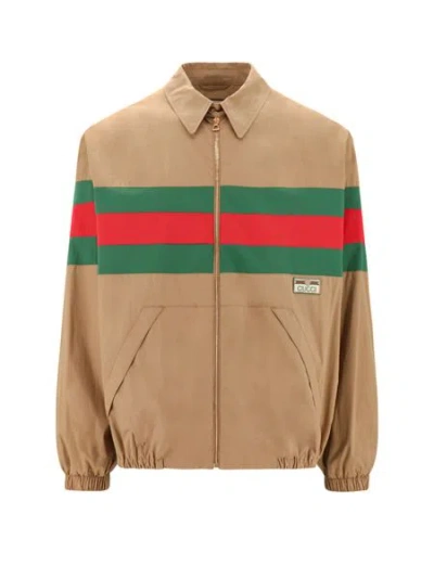 GUCCI MEN'S ZIPPERED COTTON JACKET