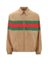 Gucci Web-stripe Shirt Jacket In Saddle Brown