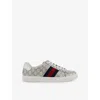 Gucci Mens Beige Blue Silver Ace Shiny Canvas Low-top Trainers In Beige Blue Silver