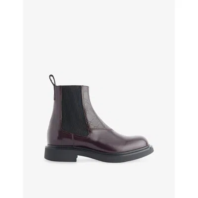 Gucci Mens Arctic Bordeaux Enki Monogram Leather Ankle Boots Eur 44 / 10 Uk