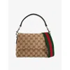 Gucci Brown Shoulder Bag With All-over Gg Motif And Web Detail In Fabric Woman In Be.ebony/cocoa/vrv